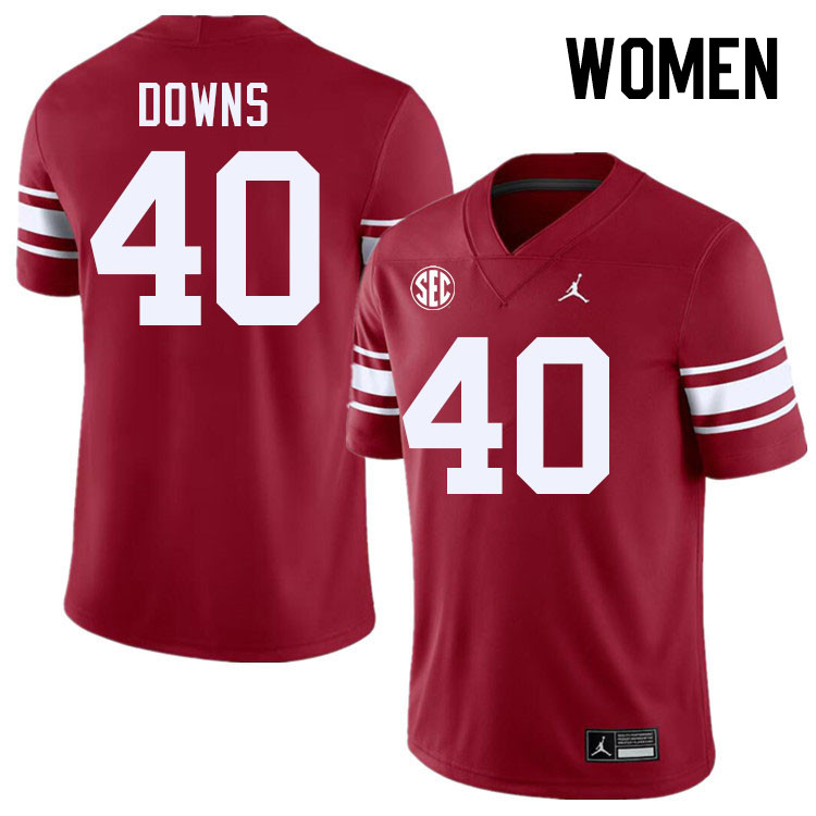 Women #40 Ethan Downs Oklahoma Sooners 2024 SEC Conference College Football Jerseys-Throwback